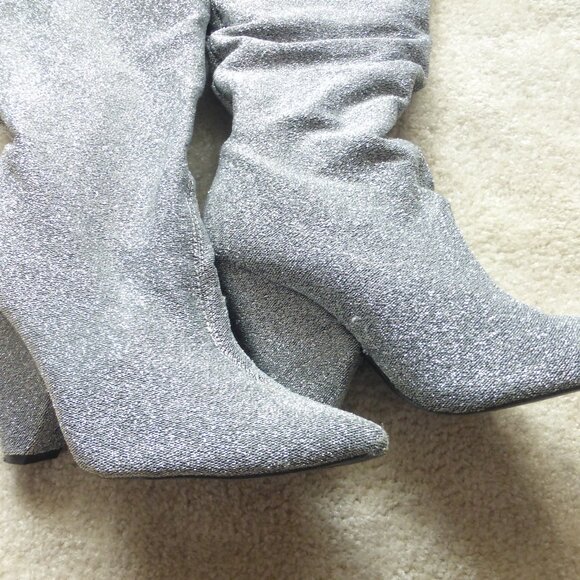 QUPID soft silver knit metallic boots - Picture 6 of 9